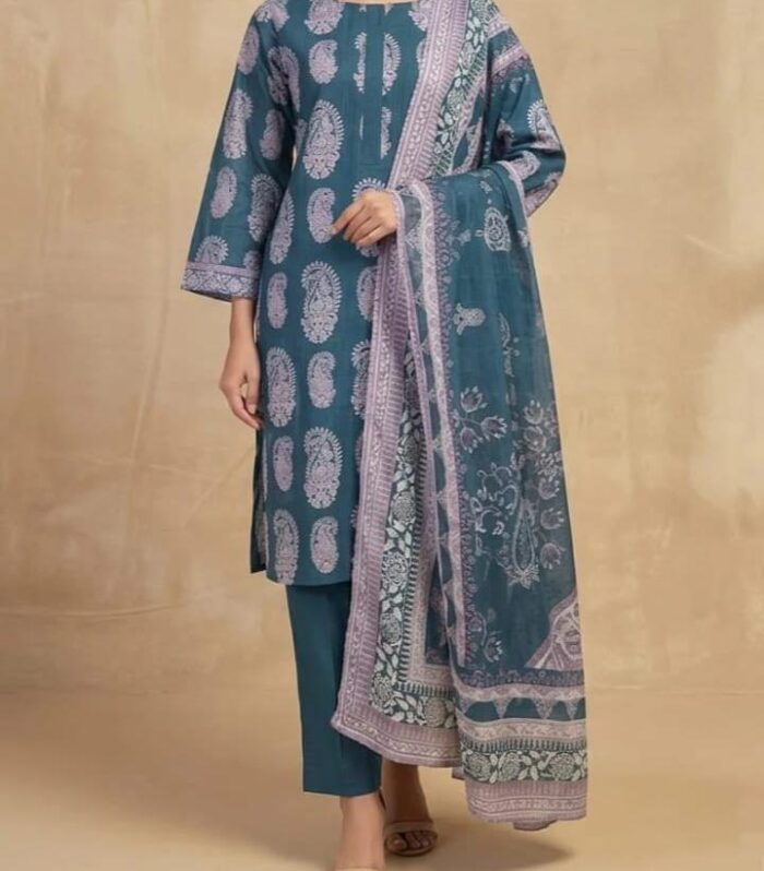 3 Piece Lawn Slub Suit- Embroidered (Unstitched)