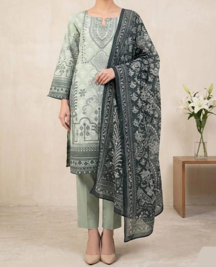 3 Piece Lawn Slub Suit (Unstitched)